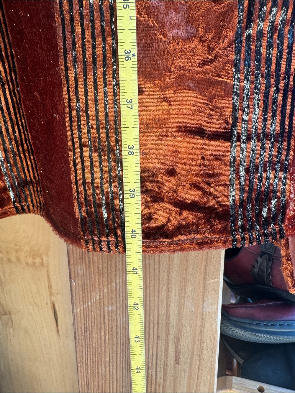 Anthropologie Rust Brown Striped Velvet Duster/Kimono w/ Pockets - Picture 13 of 13